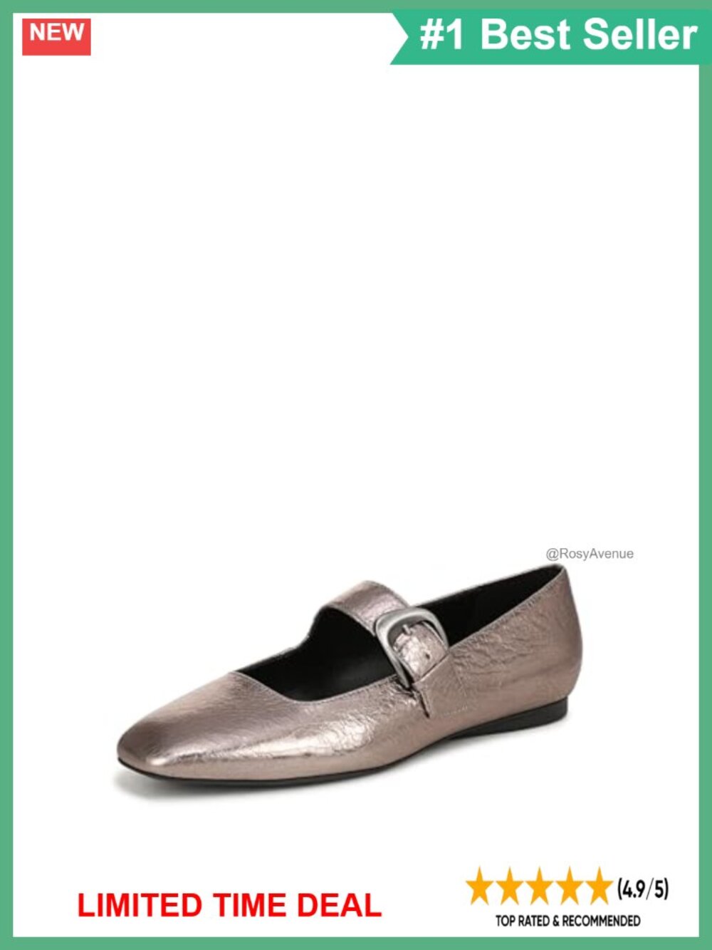 Cosmic Mary Jane Ballet Flat Leather Square Toe Buckle Comfort Shoe